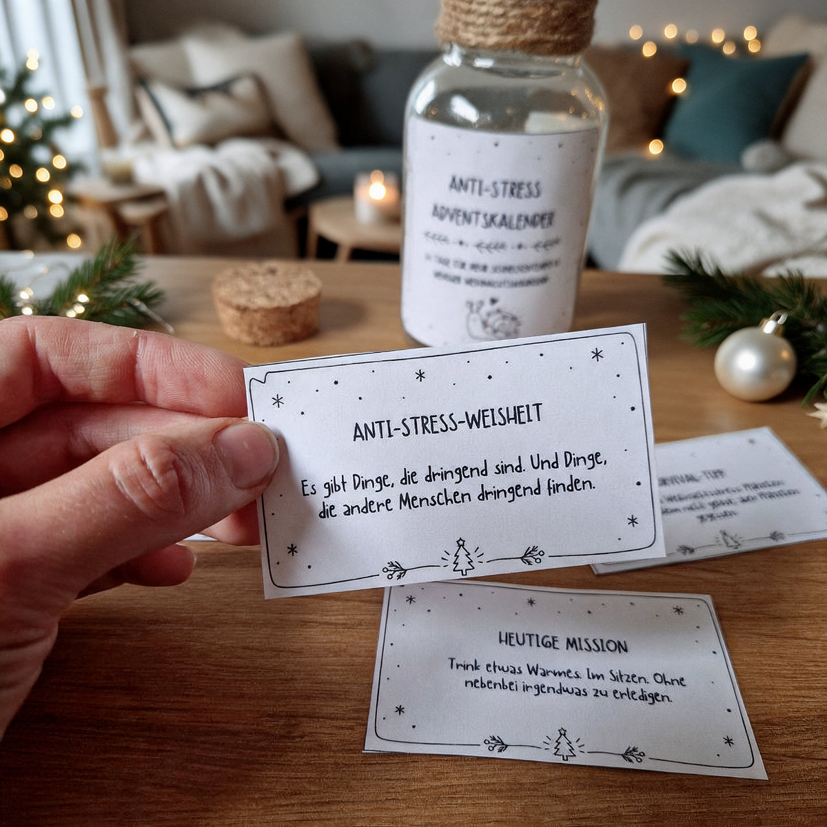Anti Stress Adventskalender zum Ausdrucken | 24 lustige Aufgaben & Sprüche | Selfcare Adventskalender PDF