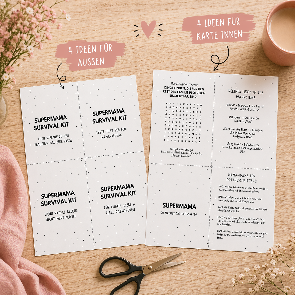 Supermama Survival Kit – Geschenk für Mama | DIY Auszeit Geschenk | Digitale Datei zum Ausdrucken