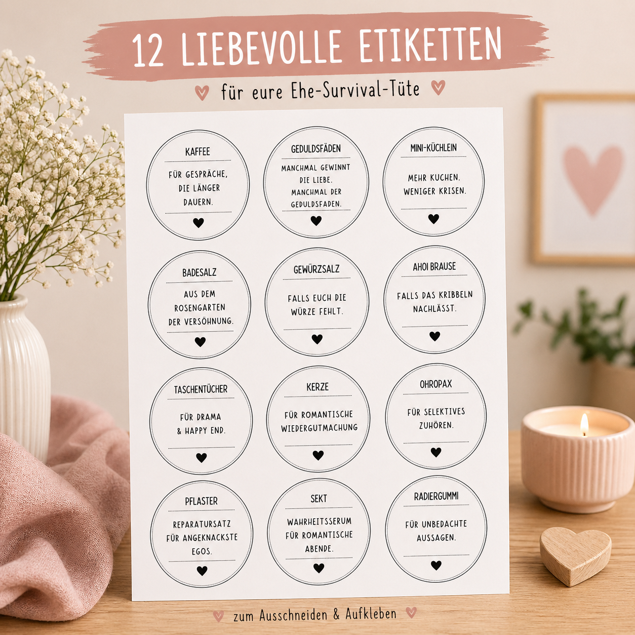 Ehe-Survival-Kit | Digitale Vorlage zum Ausdrucken (PDF)