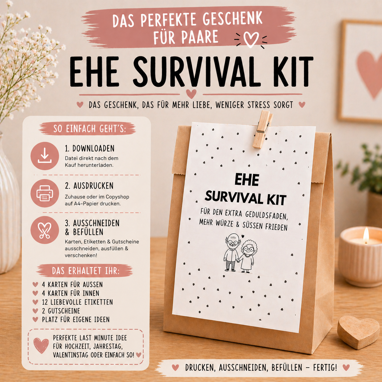 Ehe-Survival-Kit | Digitale Vorlage zum Ausdrucken (PDF)