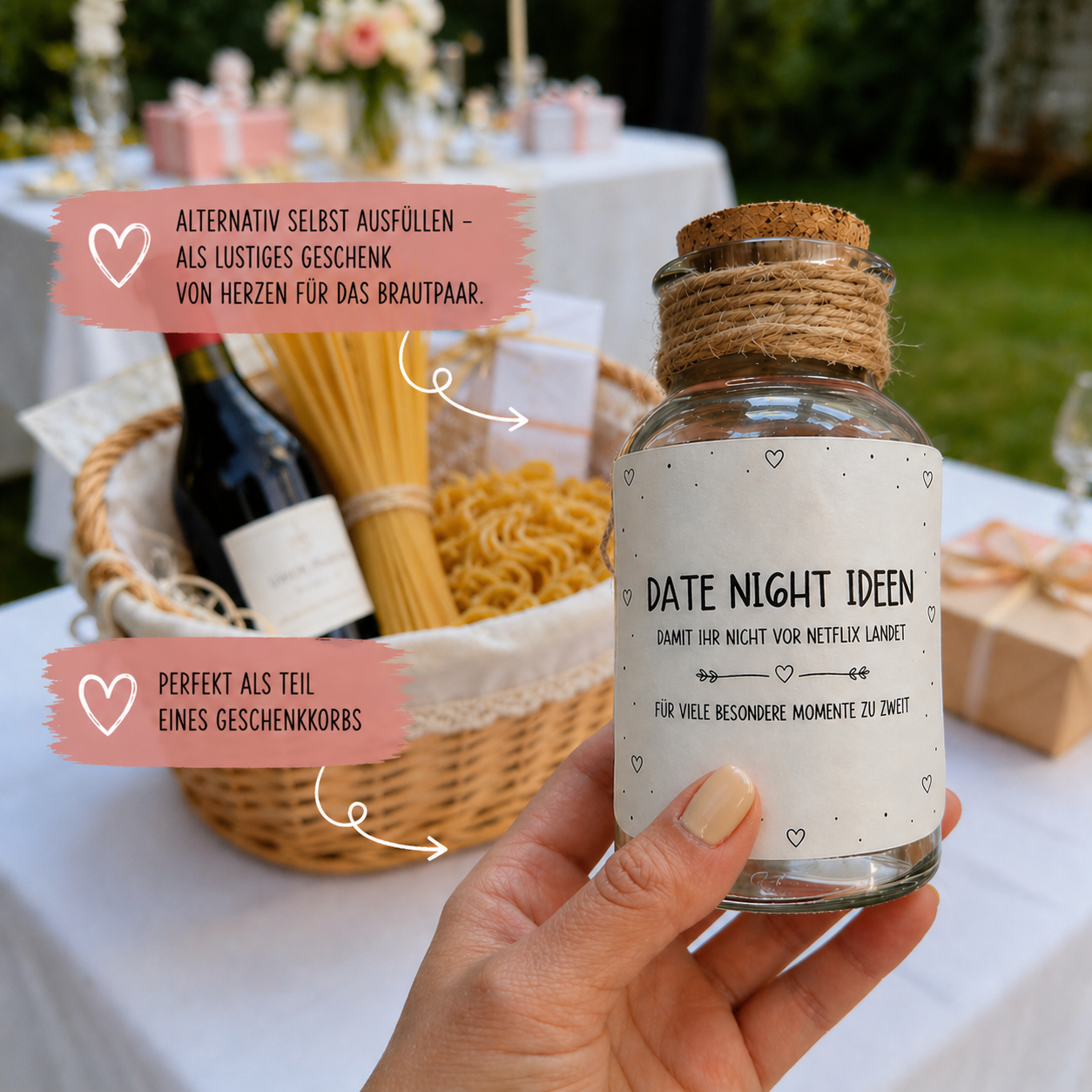 Date Night Ideen Glas – Hochzeitsgeschenk & Hochzeitsspiel zum Ausdrucken | DIY Gästebuch Alternative | Sofort Download