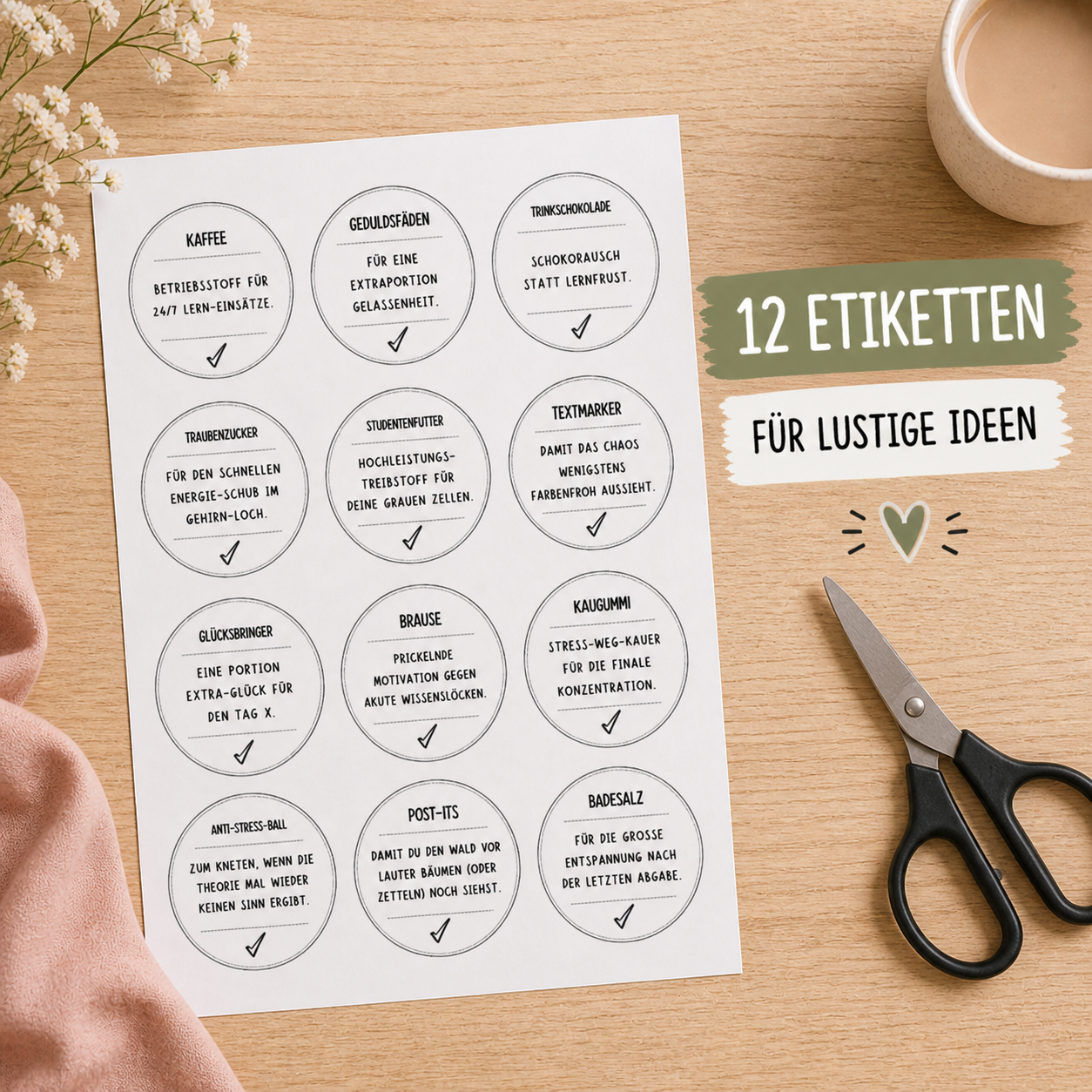 Prüfungs Survival Kit | Digitale Vorlage zum Ausdrucken (PDF)