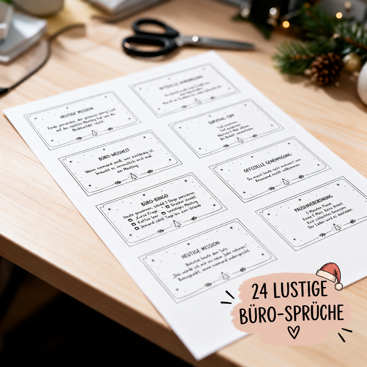 Büro-Adventskalender zum Ausdrucken (PDF)