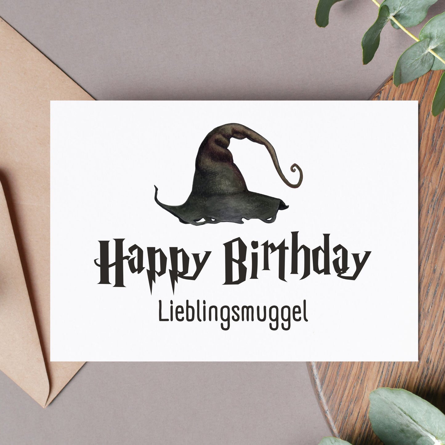 Harry Potter Geburtstagskarte, magical Karte Happy Birthday, Zauberer, Karte zum Geburtstag, Hexenhut, Muggle, Muggel