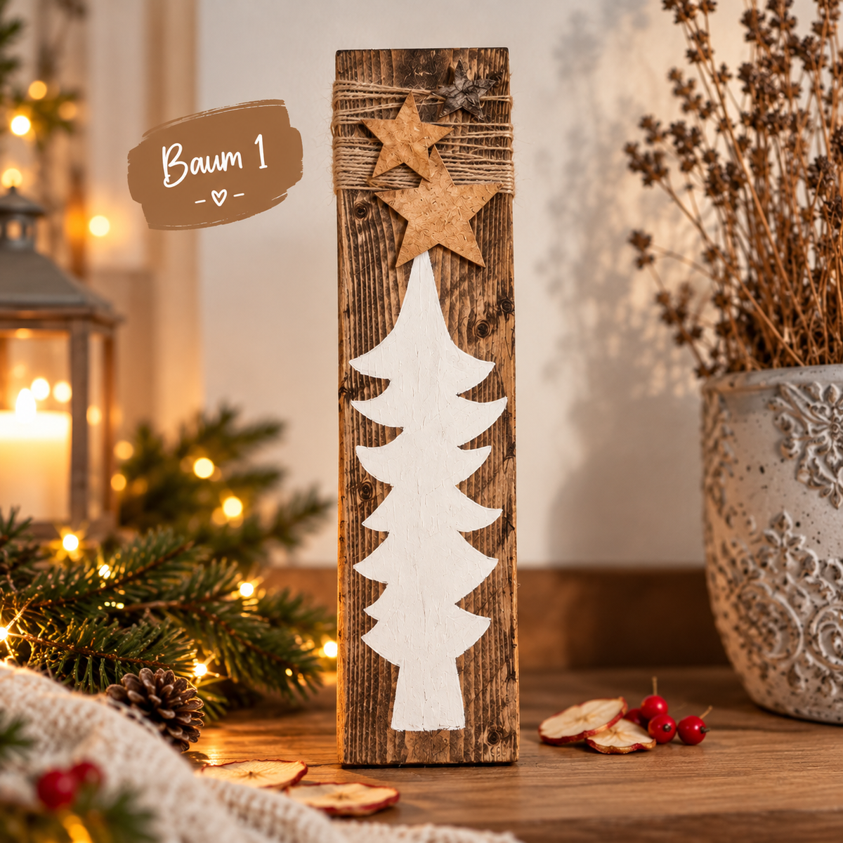 Weihnachtsdeko Holz | Weihnachtsdeko draußen & Outdoor | Holzdeko Weihnachten | rustikale Holzstele aus Altholz | Adventsdeko