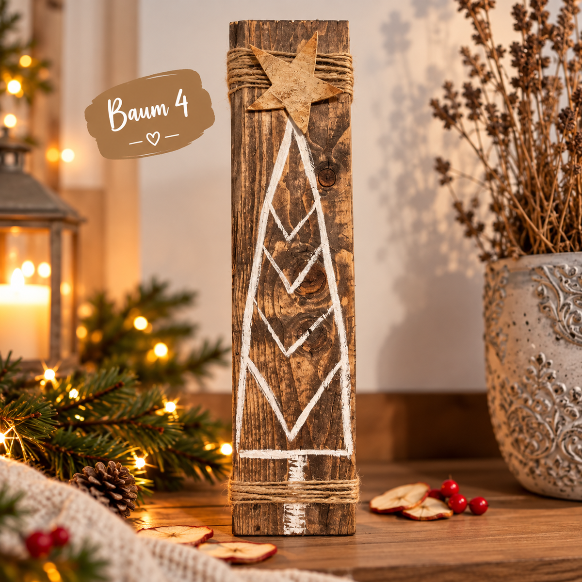 Weihnachtsdeko Holz | Weihnachtsdeko draußen & Outdoor | Holzdeko Weihnachten | rustikale Holzstele aus Altholz | Adventsdeko