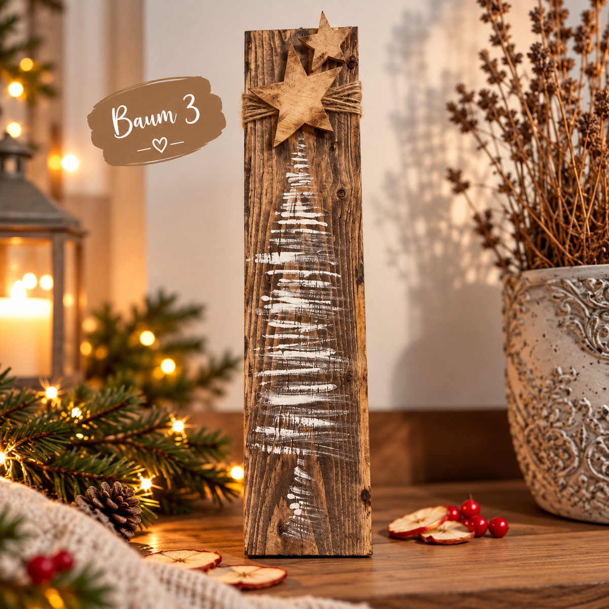 Weihnachtsdeko Holz | Weihnachtsdeko draußen & Outdoor | Holzdeko Weihnachten | rustikale Holzstele aus Altholz | Adventsdeko