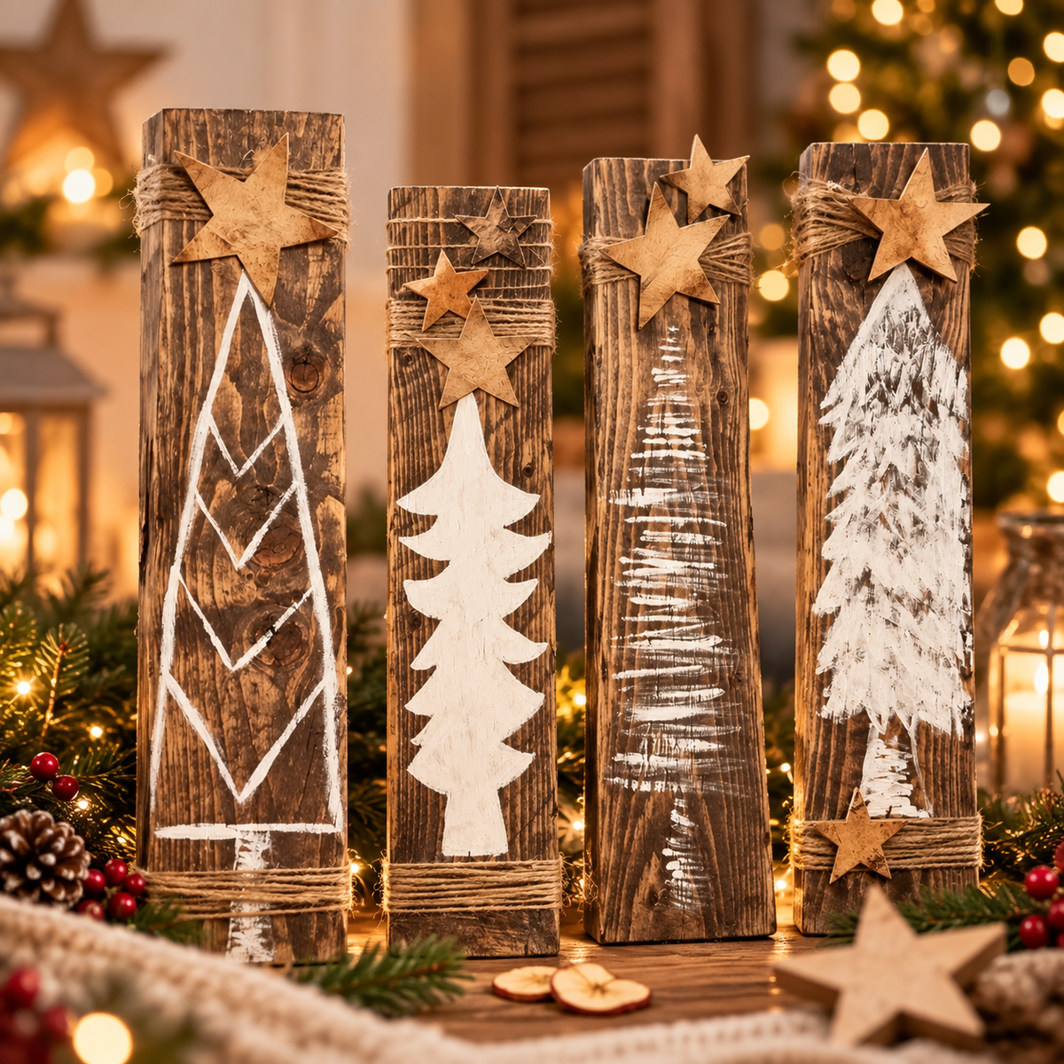 Weihnachtsdeko Holz | Weihnachtsdeko draußen & Outdoor | Holzdeko Weihnachten | rustikale Holzstele aus Altholz | Adventsdeko