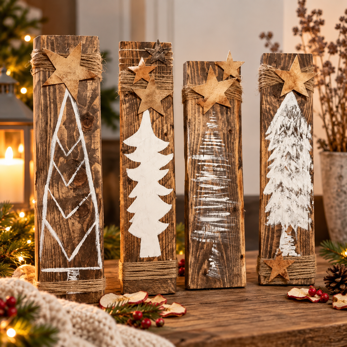 Weihnachtsdeko Holz | Weihnachtsdeko draußen & Outdoor | Holzdeko Weihnachten | rustikale Holzstele aus Altholz | Adventsdeko