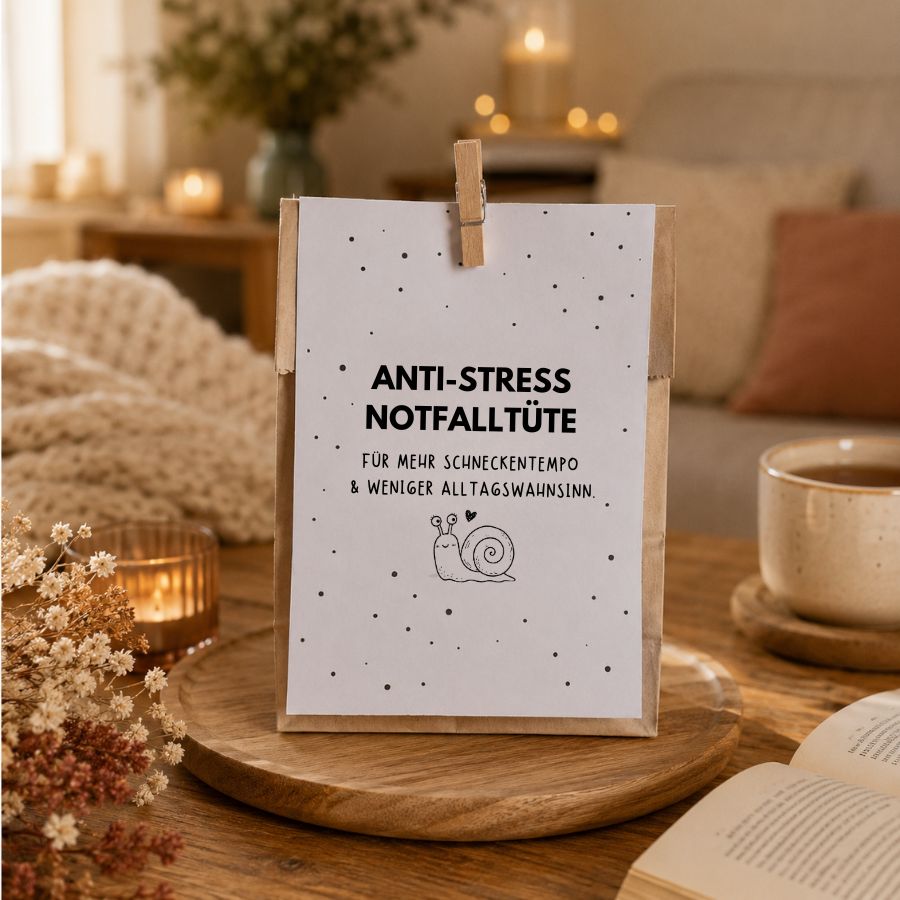 Anti Stress Notfalltüte | Lustiges Wellness Geschenk gegen Stress & Alltagschaos