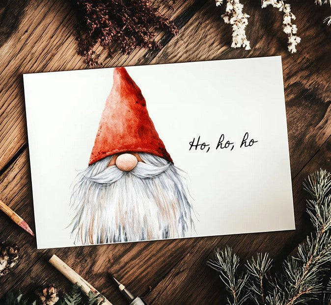 Karte Weihnachten, Wichtel, lustig, minimalistisch, hohoho, Weihnachtskarte, DIN A6
