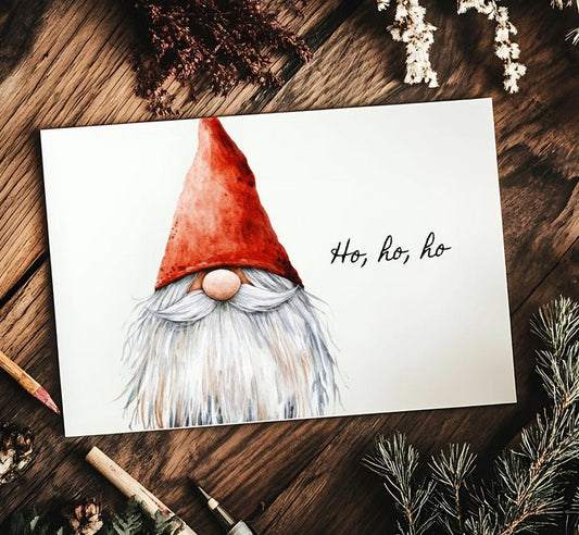 Karte Weihnachten, Wichtel, lustig, minimalistisch, hohoho, Weihnachtskarte, DIN A6