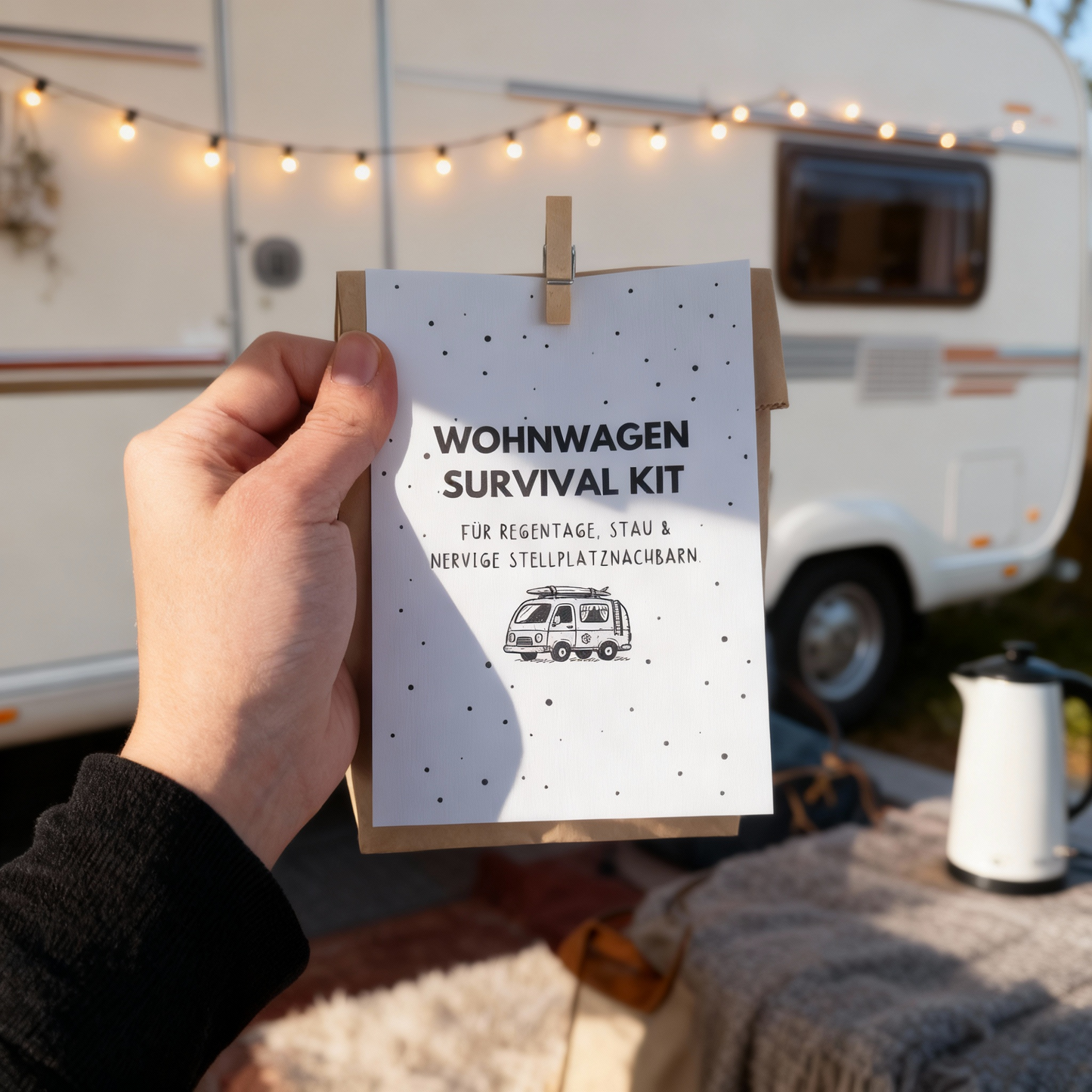 Wohnwagen Survival Kit – Lustige Wundertüte für Camper & Camping Geschenk