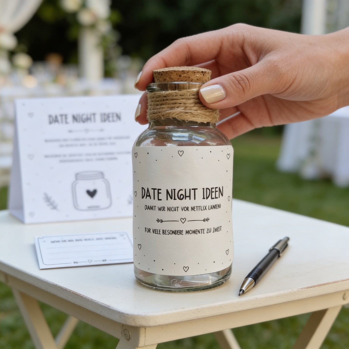 Date Night Ideen Glas – Hochzeitsgeschenk & Hochzeitsspiel zum Ausdrucken | DIY Gästebuch Alternative | Sofort Download