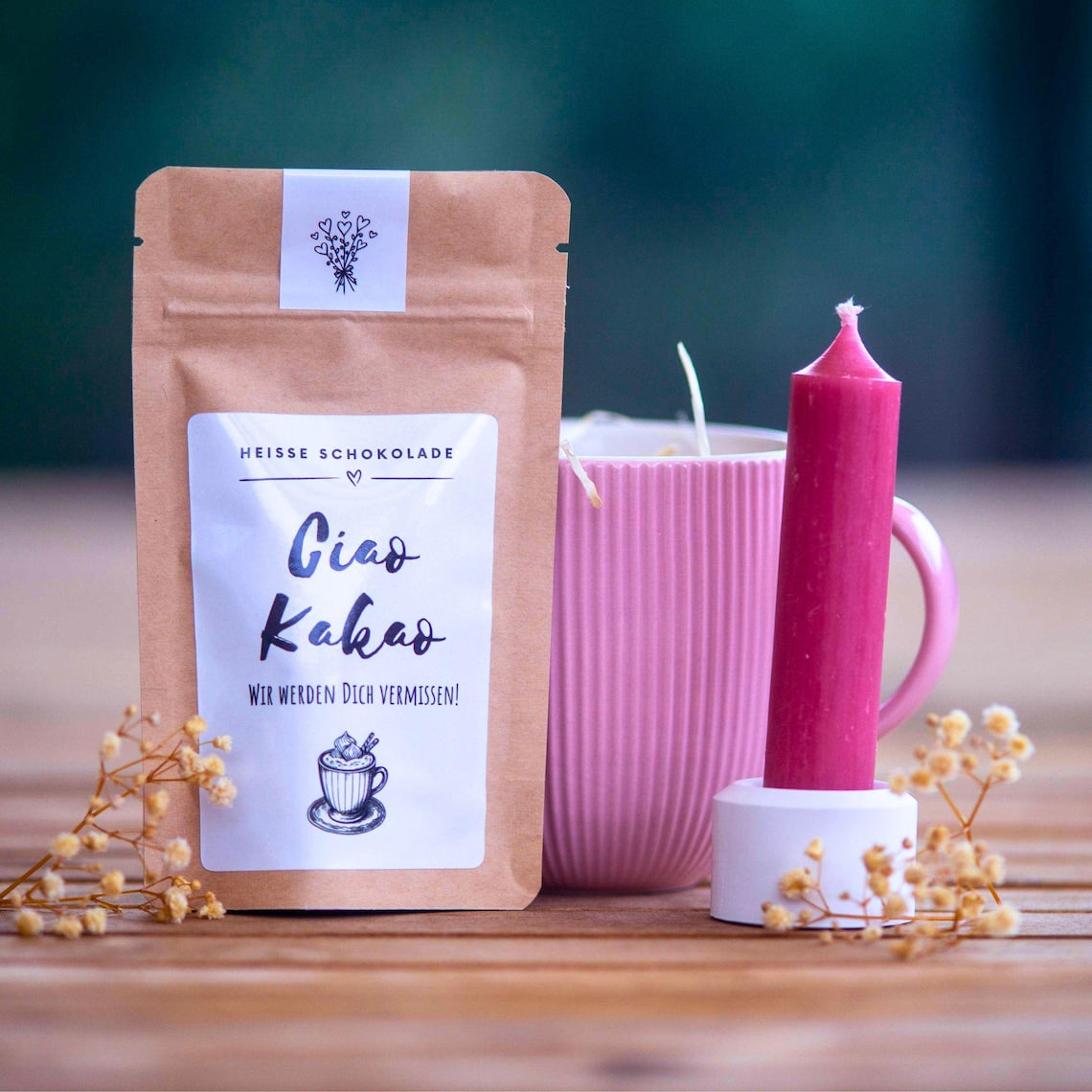 Abschiedsgeschenk Kollegin & Kollege | Geschenkset zum Abschied | Büro Geschenk mit Tasse, Kerze & Kakao