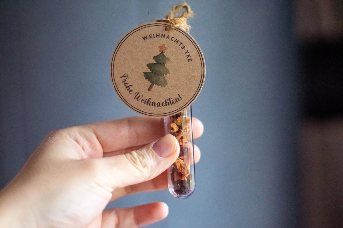 Reagenzglas Weihnachtstee, Mitbringsel, Gastgeschenk, Wichteln, kleine Aufmerksamkeit Weihnachten, Adventskalender, Xmas, Weihnachtsfeier