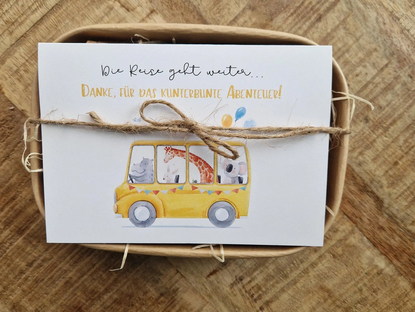 Abschiedsgeschenk Kindergarten, Krippe, für Erzieher, Tee, Blumensamen, Geschenkset, Klappkarte