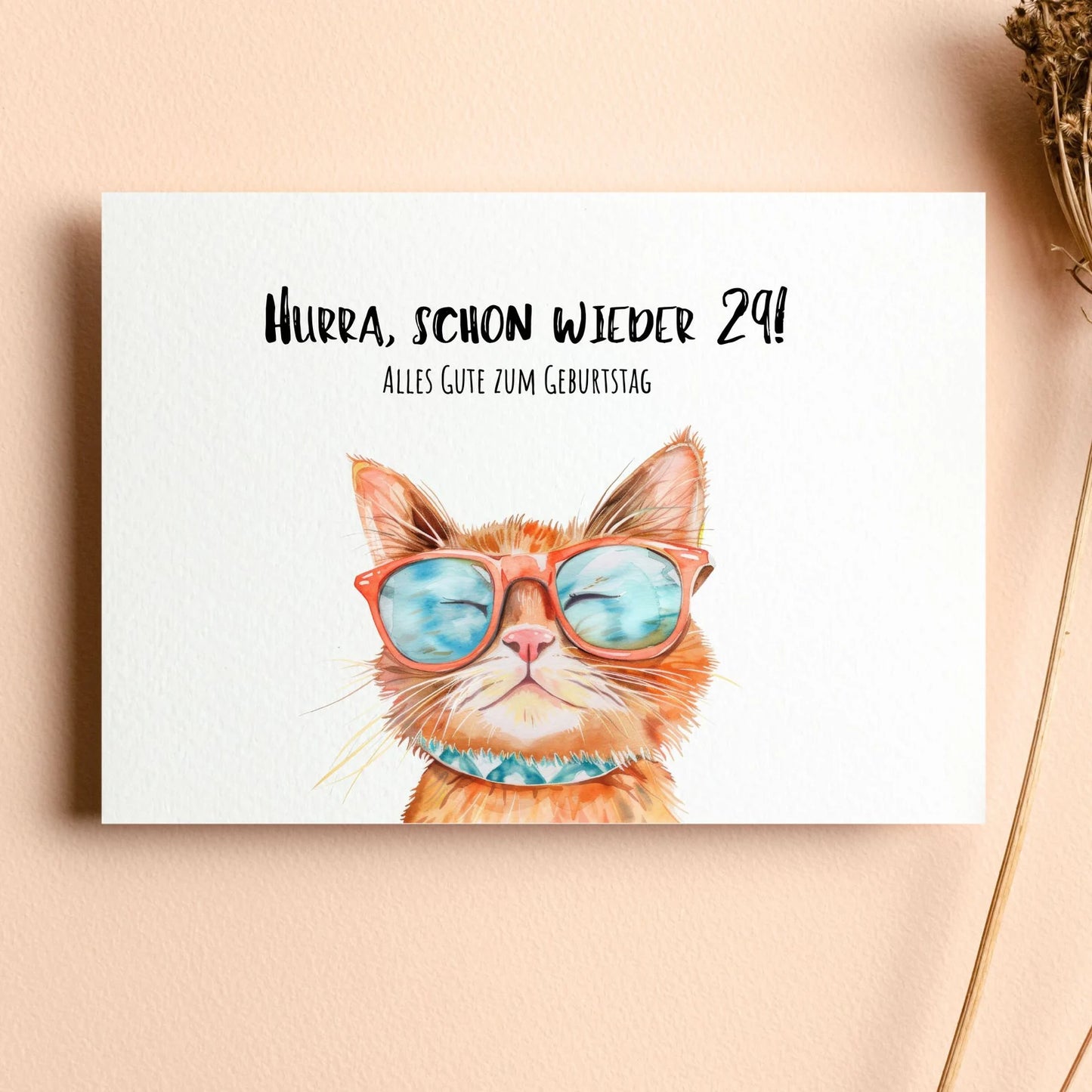 Karte zum 30. Geburtstag, Katze, Juhu, schon wieder 29, runder Geburtstag, lustige Karte