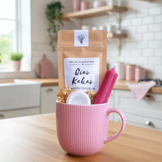 Abschiedsgeschenk Kollegin & Kollege | Geschenkset zum Abschied | Büro Geschenk mit Tasse, Kerze & Kakao